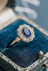 Art Deco Antique Vintage 3.10Ct Natural Sapphire Wedding Ring 14K Yellow Gold FN