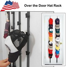 Over the Door Hat Rack, Adjustable Cap Rack Organizer with 16 Hooks for Bags