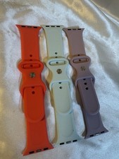 Floral Silicone Straps for Apple Watch, Red Light Blue Mauve, Set of 3