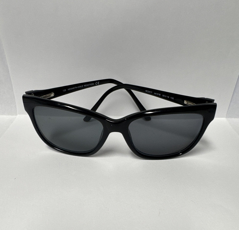 Kenneth Cole Reaction KC2417 Black Rectangle Sunglasses Gray Tinted 135mm #12