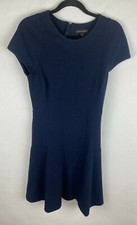 Banana Republic Womens Dress 10 Navy Blue A Line Short Sleeve Stretch Knit