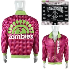 Flatbush Zombies Mens Medium Jacket Pink Green FBZ Geo Geometric Windbreaker EUC