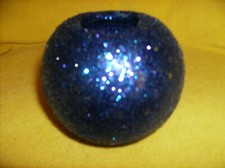 NEW LARGE 4" GLITTER IRIDESCENT BLUE BALL CANDLE NEW IN PACKAGE