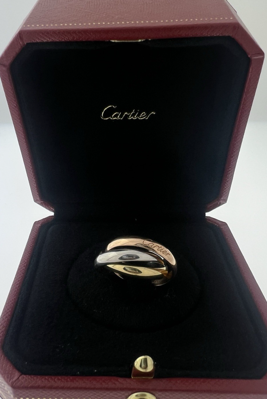 Cartier Trinity 18k White Gold Rose Gold Ring Size 54-image