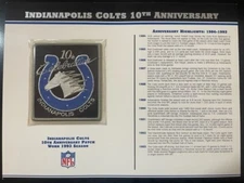 Indianapolis Colts 10th Anniversary patch W&W Willabee & Ward 1993  