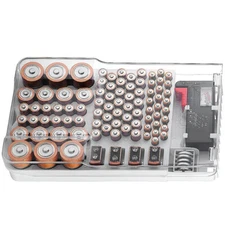 Battery Box Storage Holder Organizer,Removable Battery Tester instrument White