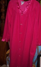 VINTAGE KELLY REED Deep Pink Velour Snap-front Waltz Length Robe - SIZE 22W