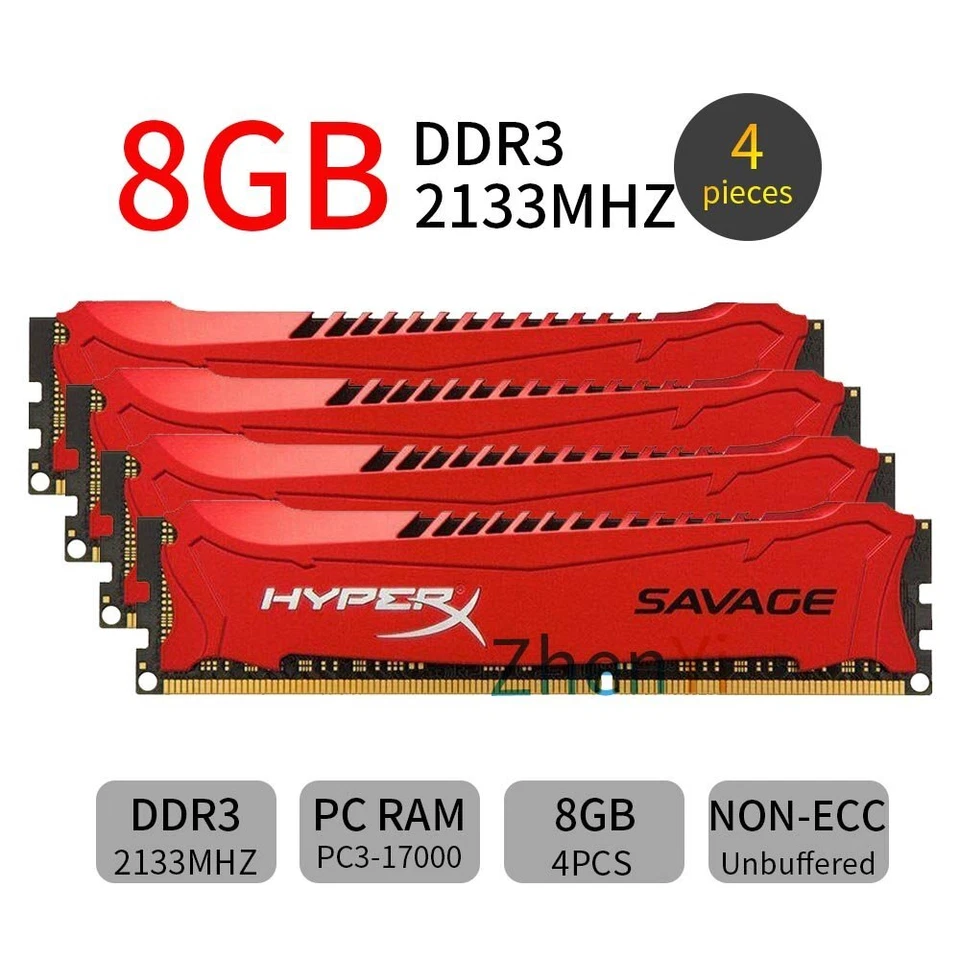 32GB 16GB 8GB 4GB 2133Mhz DDR3 PC3-17000 OC RAM Memory For HyperX SAVAGE Lot UK - Image 2 of 4