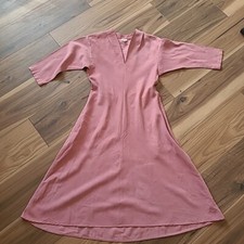  Cremieux Fit And Flare  Dress V-Neck Pockets  Dusty Pink A-Line  Sz XS Workwear