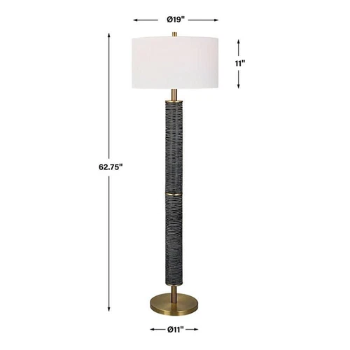 Uttermost Summit Contemporary Resin & Iron Floor Lamp in Gray-black/Brass - Picture 8 of 8
