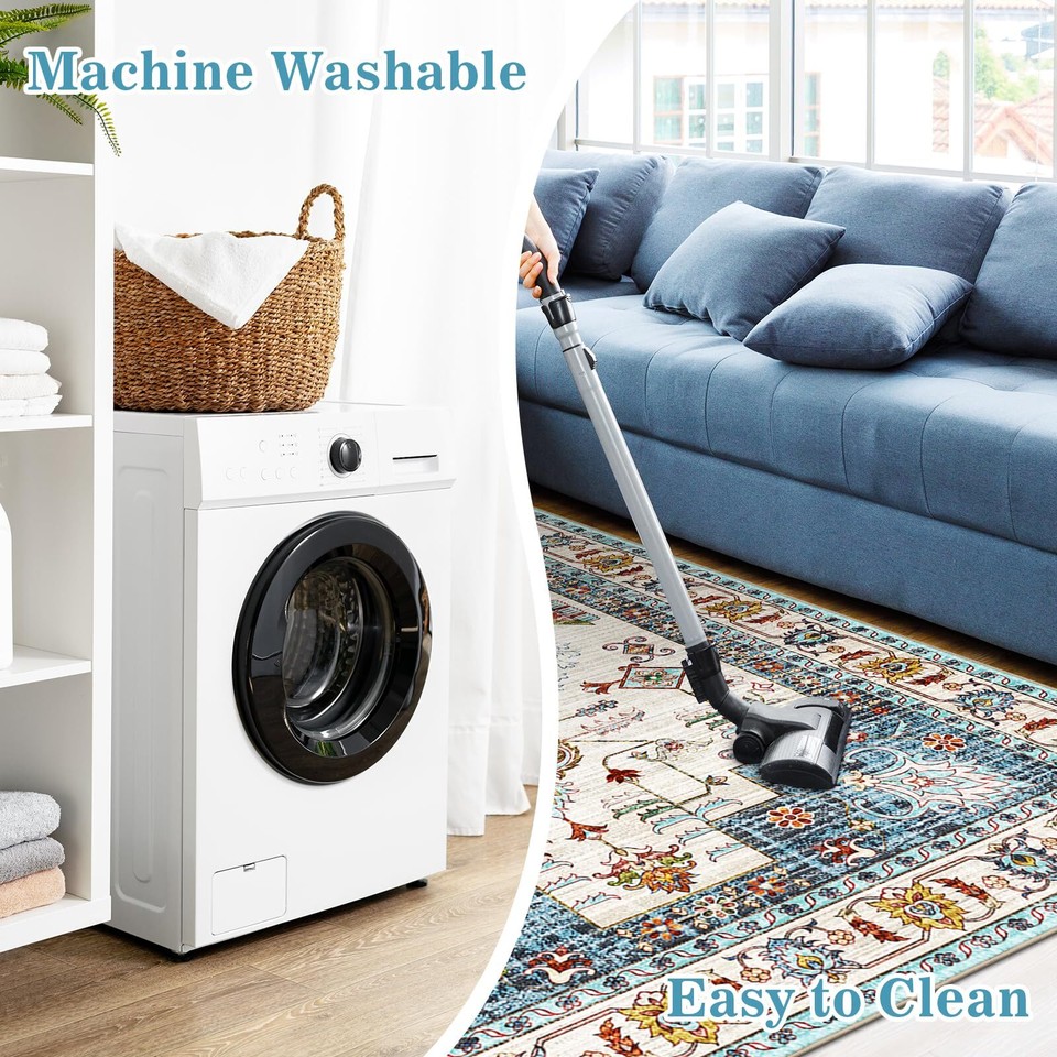 HappyTrends 4x6 Boho Area Rug Large Non Slip Washable Area Rugs