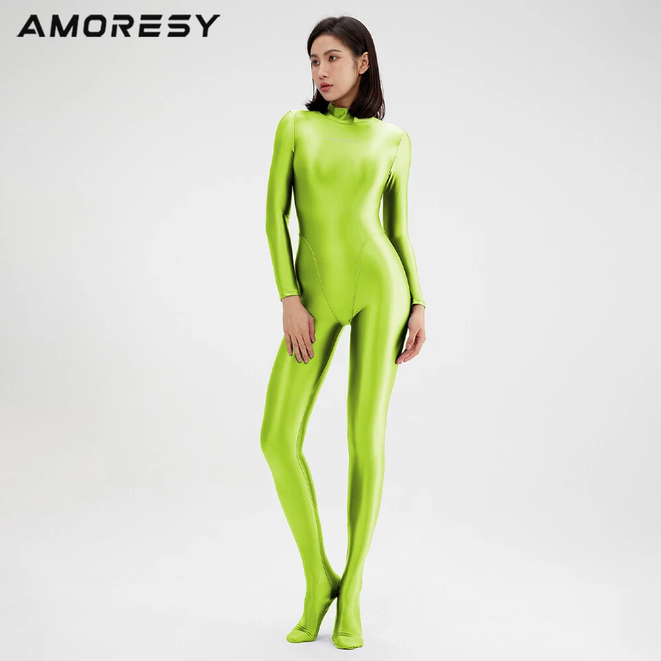 Monos brillantes para mujer AMORESY bodysuit catsuit Zentai medias leotardos Foto 2 de 4