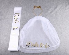 Set of 3 Bride to Be Wedding Veil Tara Sash Bachelorette Hen Party Bridal Shower