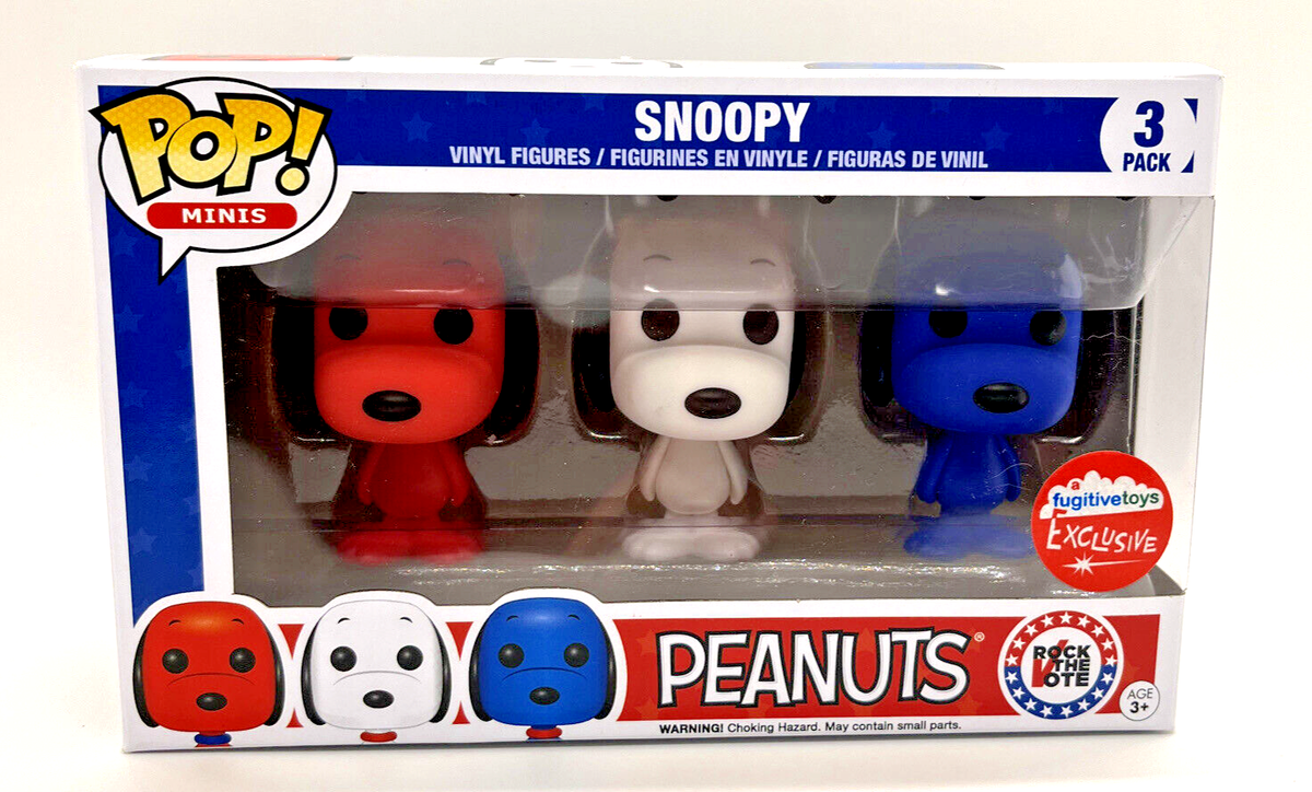 Funko POP Peanuts Rock The Vote Snoopy 3 Pack SDCC 2016 Election