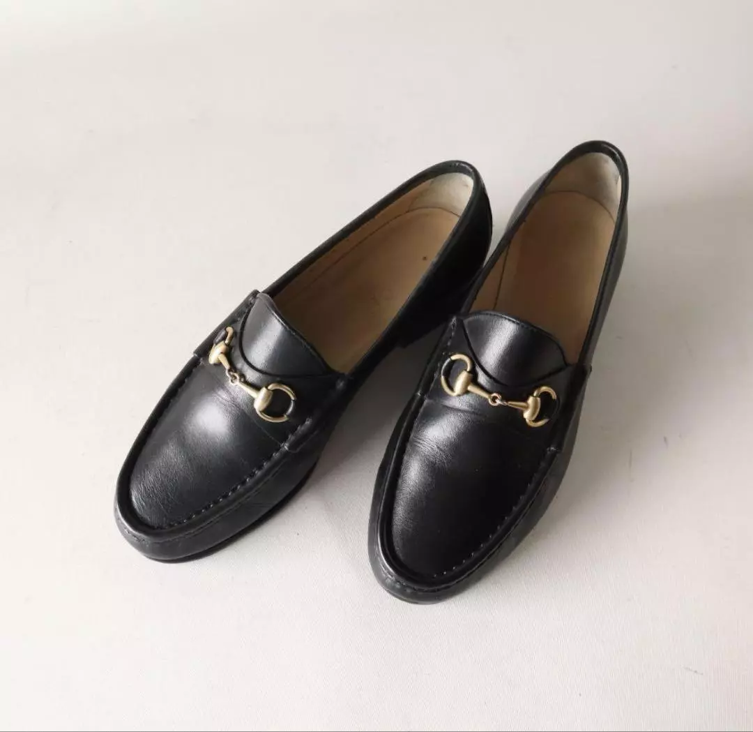 Mocassins femme GUCCI Horsebit cuir noir EU36/US6 authentiques