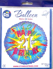 CTi Party Helium Foil Balloon 18" Age Happy 21st Birthday 114592
