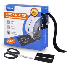 30Ft x 1 Inch Hook and Loop Strips with Adhesive,Sticky Back Nylon Strips