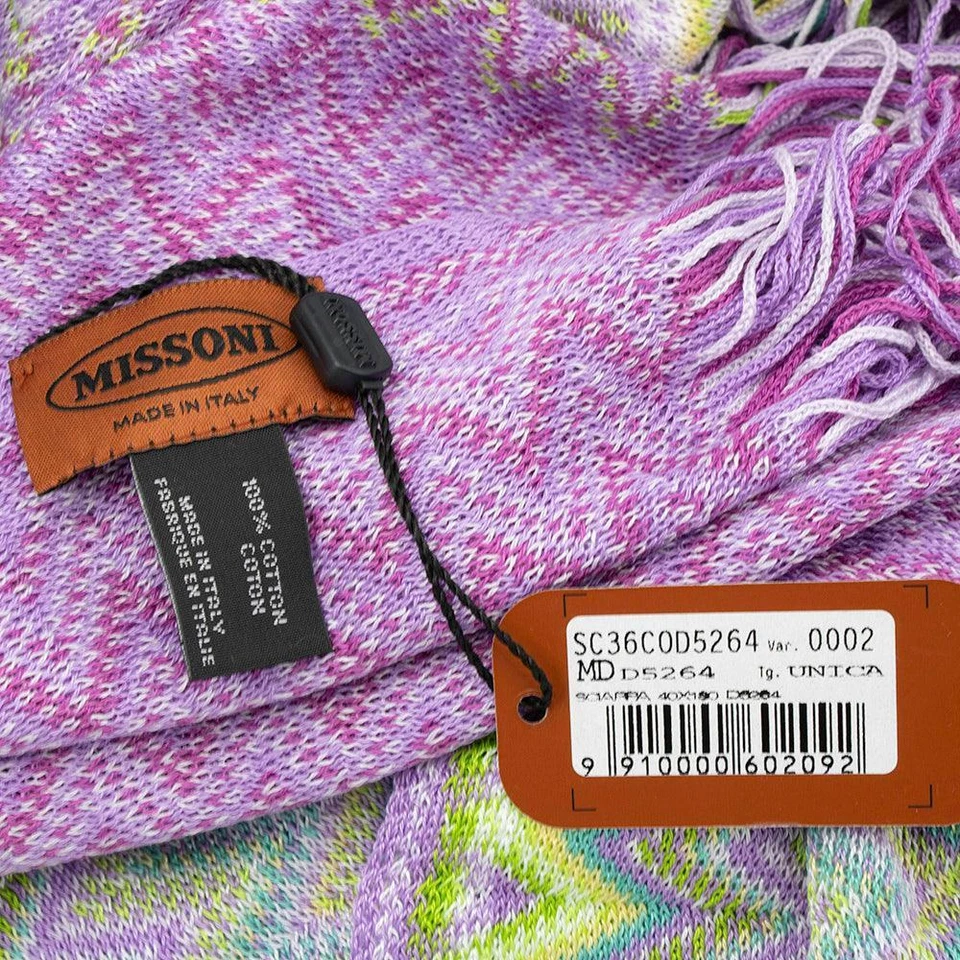 Missoni Mujer Algodón Zig-Zag Bufanda Chal Sarong Envoltura Rosa Verde Foto 3 de 4