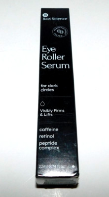 Raw Science Eye Roller Serum Dark Circles Caffeine Retinol Peptide .74oz  01/27
