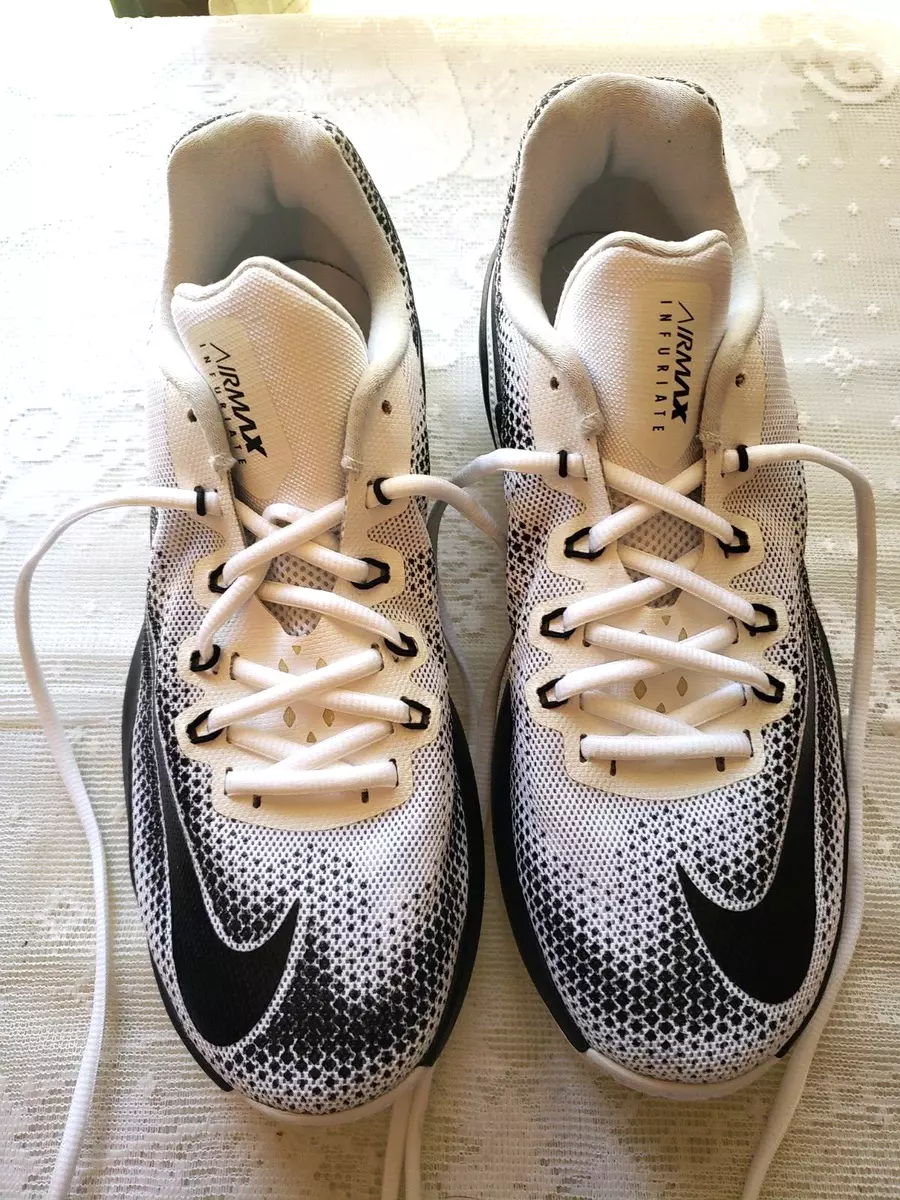 Nike Mens Air Max Infuriate Low 852457 100 White Black Sneakers Size 8.5