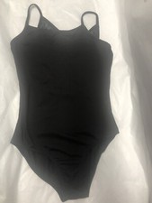 Mirella Girl's Open Back Camisole Leotard Black Sz 14