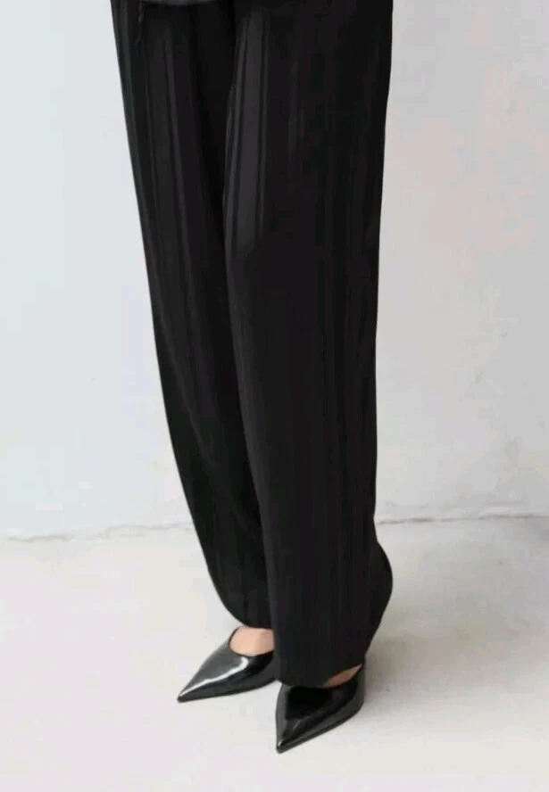 WOMEN'S NEW ZARA ELASTICATED WAIST WIDE LEG TROUSERS SIZE M - Image 3 of 3