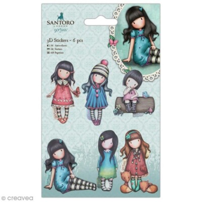 IN THE GARDEN 3D STICKERS-Docrafts Santoro London Gorjuss Girl-Embellishment