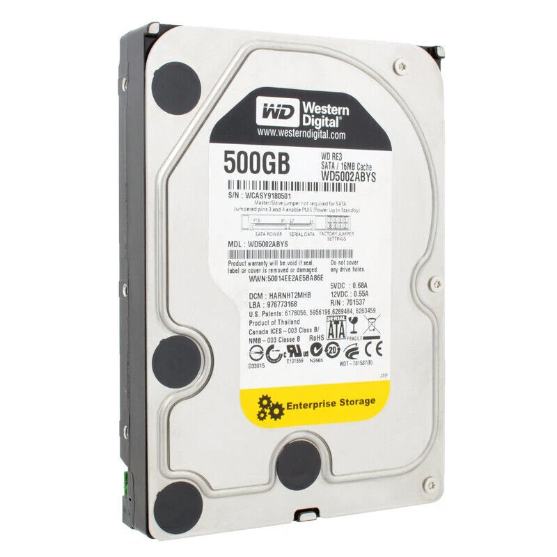 Hard Drive Western Digital 500GB WD5002ABYS SATA II 7200U/Min 16MB 3,5