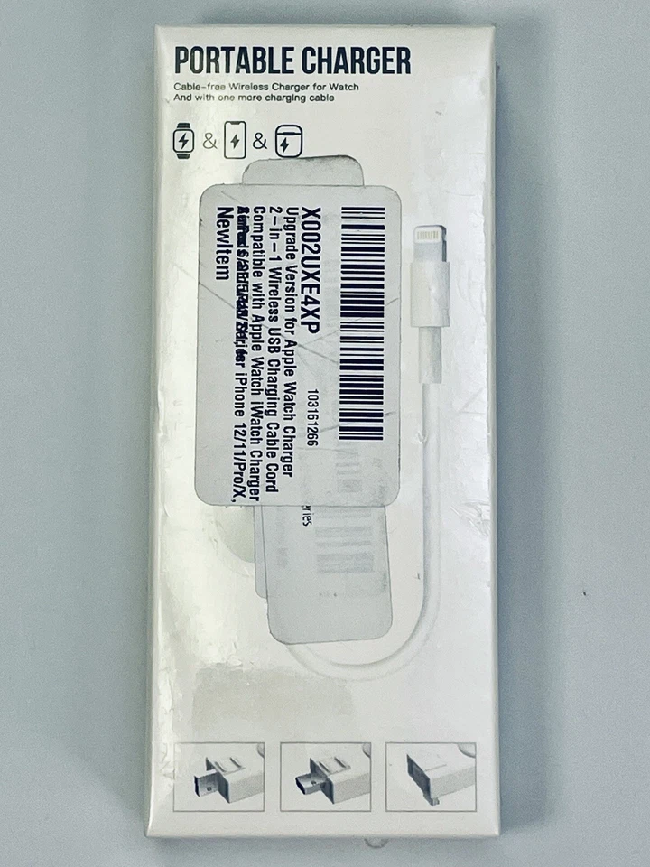 🆕 2 in 1 Portable Magnetic Charger For Apple Watch Series 1 2 3 4 iPhone USB - Image 4 of 4