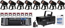 (8) American Dj Saber Spot Dtw 15 Watt Led Spotlights+dmx Control+fogger+cables