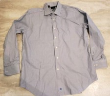 David Donahue Men's Button Down Shirt 17.5 34/35 Blue Houndstooth