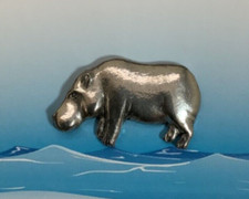 Hippopotamus / Hippo Silver Pewter Pin Badge (P)