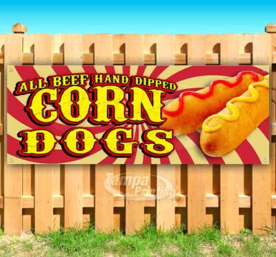 CORN DOG ALL BEEF HAND DIPPED Advertising Vinyl Banner Flag Sign Many Sizes