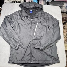 Nike Windbreaker Mens Large Black Windrunner Hooded Jacket Reflective Trim