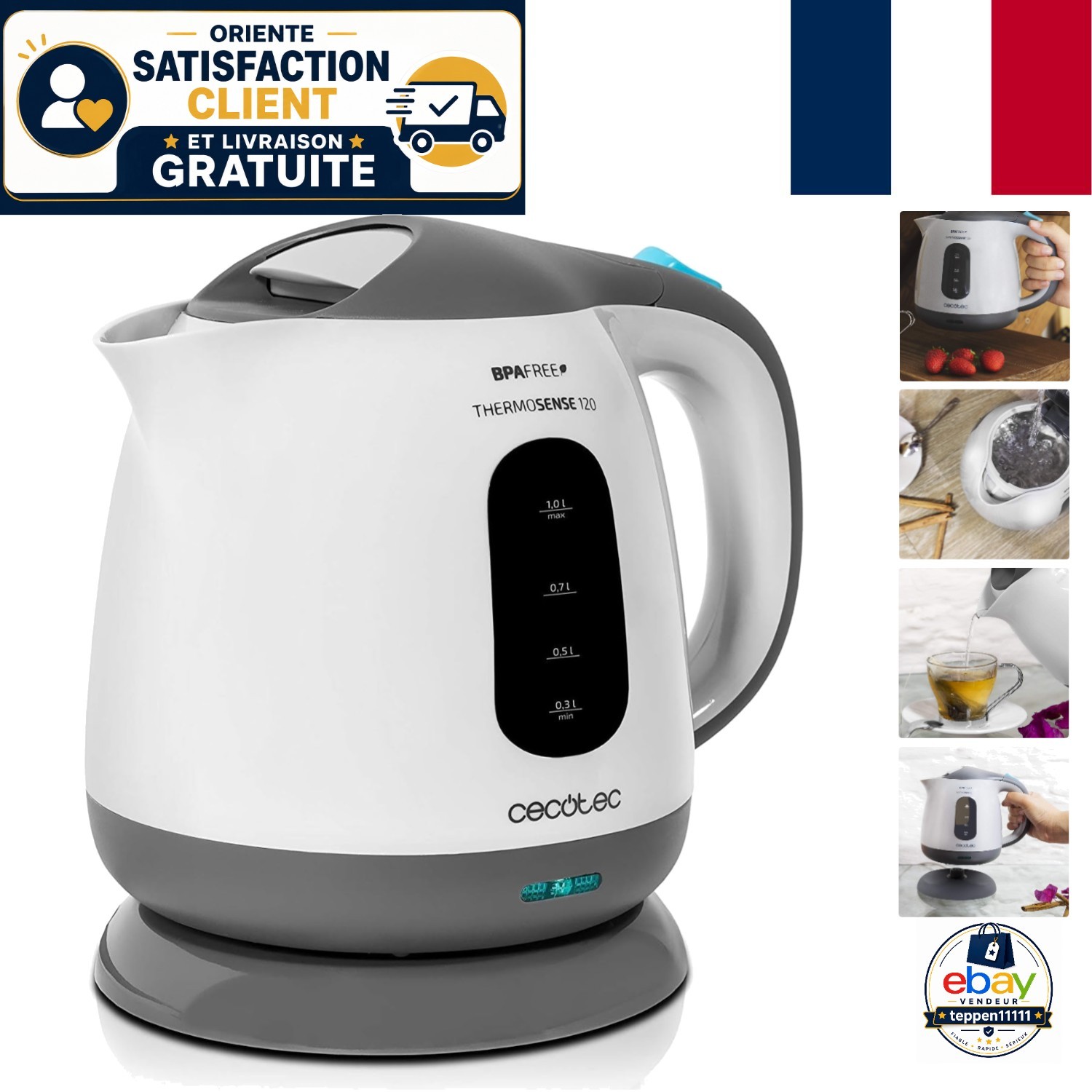 Bouilloire Électrique ThermoSense pour préparer le thé du matin 1L