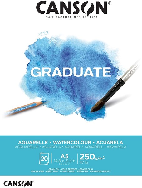 Canson Studienblock Graduate Aquarelle Din A5 Weiß 20 Blatt-image