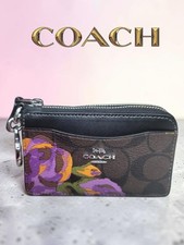 Coach Multifunction Card Case In Signature Canvas With Rose Print