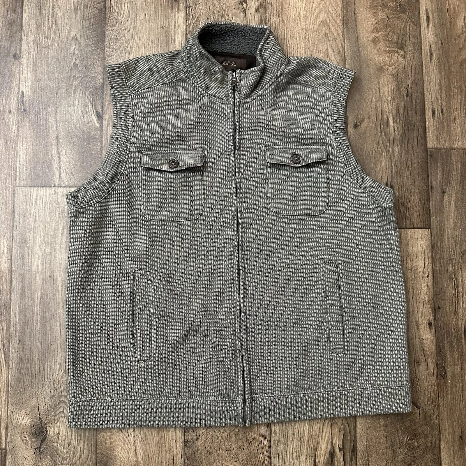Tasso Elba Vest Full Zip Jacket Pockets Mens Size XXL Gray