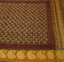 Sushila Vintage Saree 100 Pure Georgette Silk Printed Paisley 5 YD Craft Fabric