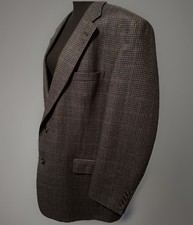Burberry s Grey Blue Plaid Houndstooth WOOL Sport Blazer Jacket Men s 46R USA