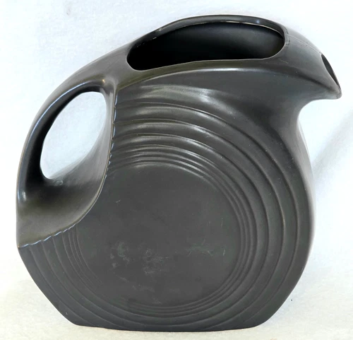 Fiesta Pottery Large Disc Pitcher Matte Black Foundry Glaze