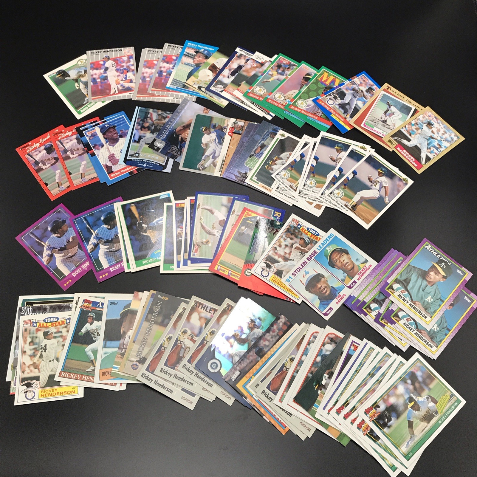 Rickey Henderson 100+ card player lot - Topps Fleer Donruss HD Finest Stadium 