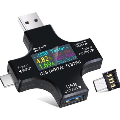 2 in 1 Type C USB Tester Color Screen LCD Digital Multimeter, USB C Voltage C...