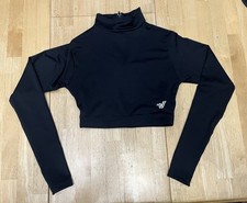 Varsity Spirit Cheer Black Long Sleeve Mock Neck Zipper Midriff Crop Top XS