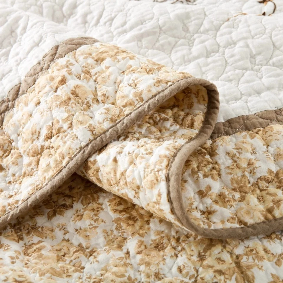 Juego de colcha ligera de algodón bordada Tree of Life de 3 piezas Foto 3 de 4