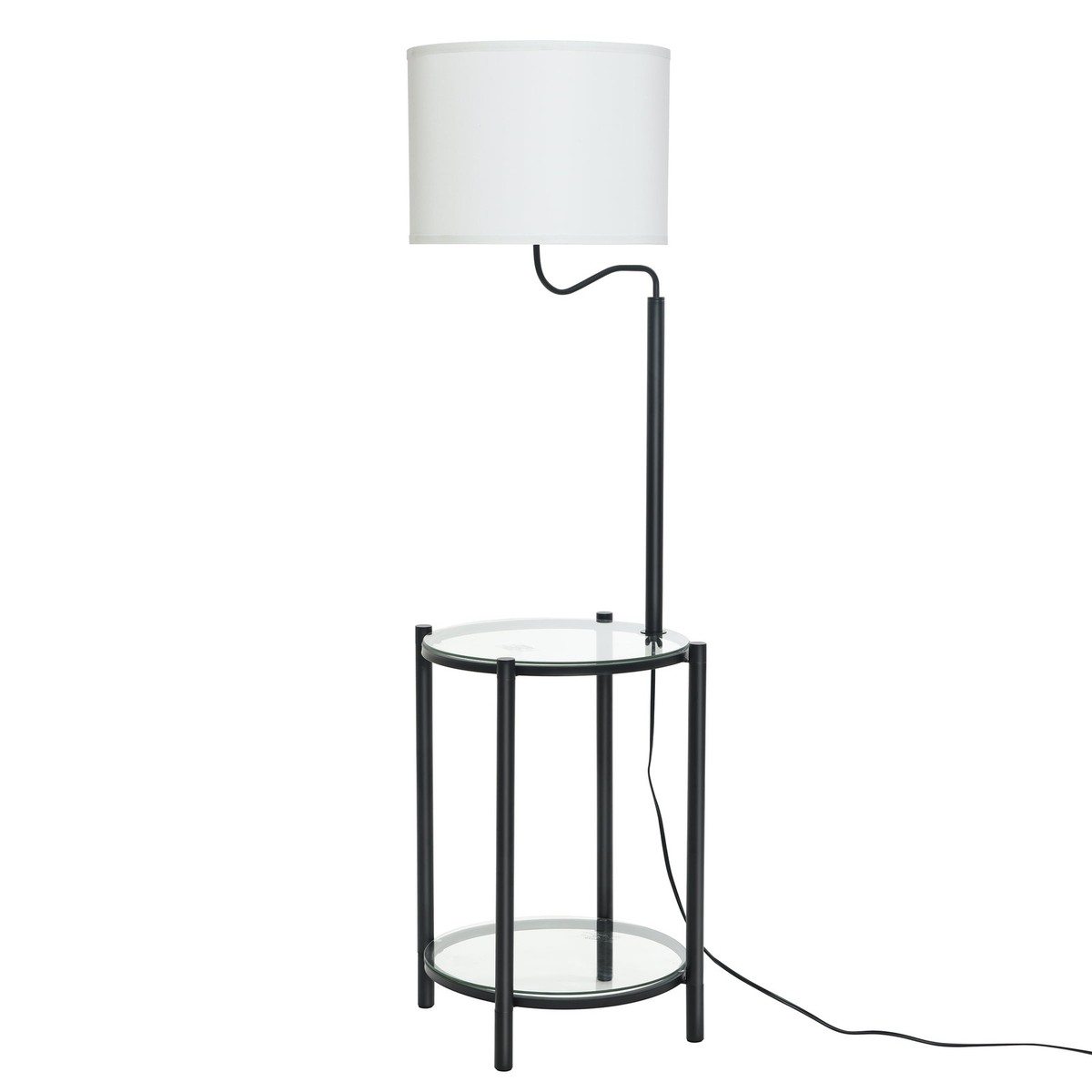 Mainstays TL74508WMDO Glass End Table Floor Lamp with White Shade