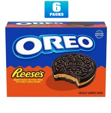 NEW! 6x REESE'S OREO Peanut Butter Creme Chocolate Sandwich Cookies - 2.04oz