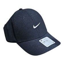 NEW Size L/XL Nike Dri-Fit Club Black Hat Cap Golf Tennis White Swoosh