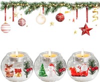Teelichthalter Weihnachten Set 3Er Glas Nikolaus Rentier Schneemann Deko Tisch