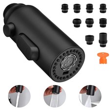 Stainless Steel Kitchen Faucet Head , Matte Black 3-Function Pull Down Spray ...